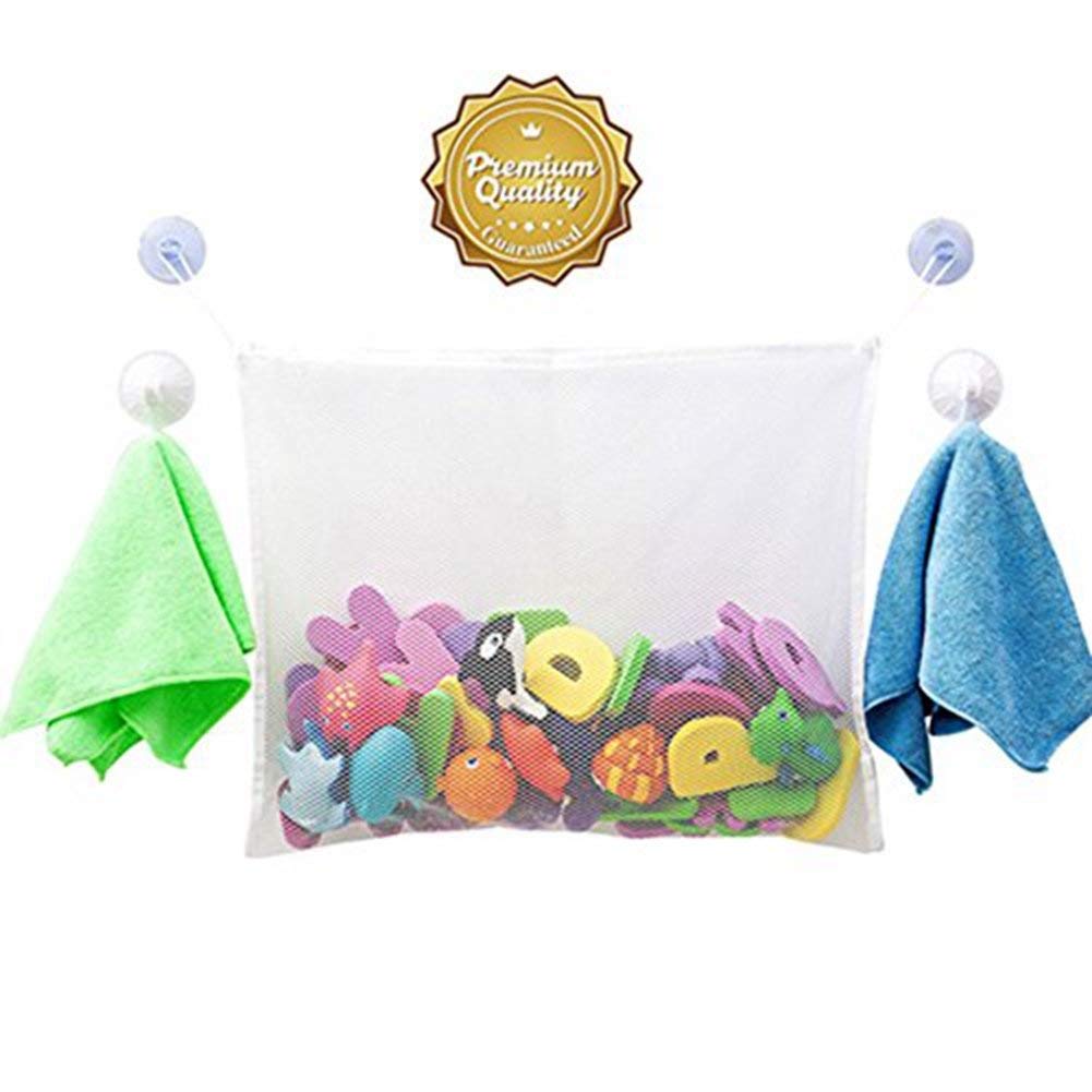 Bath Toy Storage Bag - Bath Toy Organizer and Holder with 2 Bonus Suction Cups  