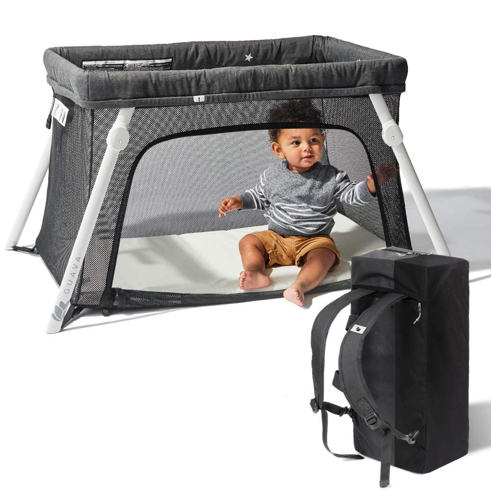 Travel Crib - Backpack Portable, Lightweight, Easy to Pack Play-Yard with Comfortable Mattress - Certified Baby Safe