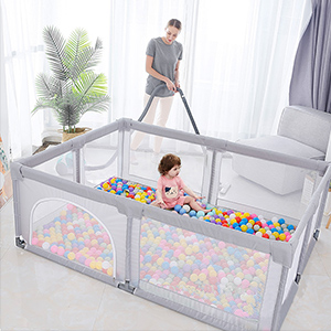 Acplaypen.com Safe and Secure Playpen, Foldable Playpen with Breathable Mesh, Zipper Door, Large Activity Playpen with Breathable Mesh, Foldable Playpen with Mats Suitable for Toddlers Baby Playpen Acplaypen Kids Safety Activity Center Indoor Outdoor Todd