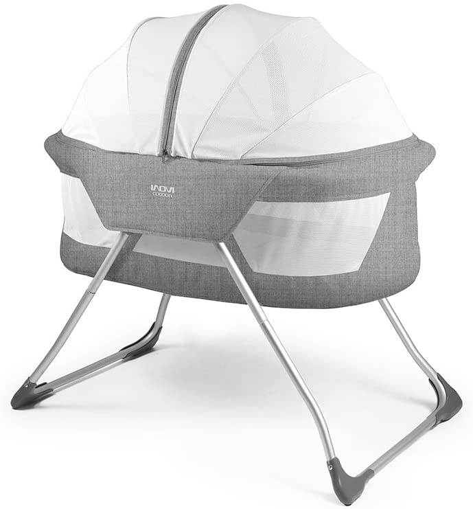 acplaypen baby Folding Moses Crib Travel Cot Grey sidebed sleeper