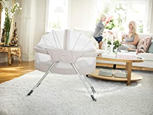 the acplaypen.com Folding Moses Crib Travel Cot Grey sidebed bassinet sleeper