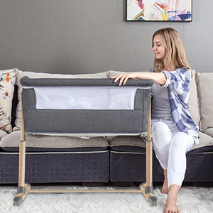 Bedside Baby Crib,  Height Adjustable Detachable Side Baby Bassinet Sleeper Bed,Co-Sleeping Baby Cot for Infant/Newborn acplaypen