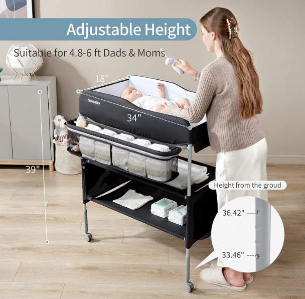 Acplaypen Portable Baby Changing Table Foldable Changing Table Dresser Changing Station for Infant Waterproof Diaper Changing Table Pad Topper General Nursery Organizer for Newborn Essent