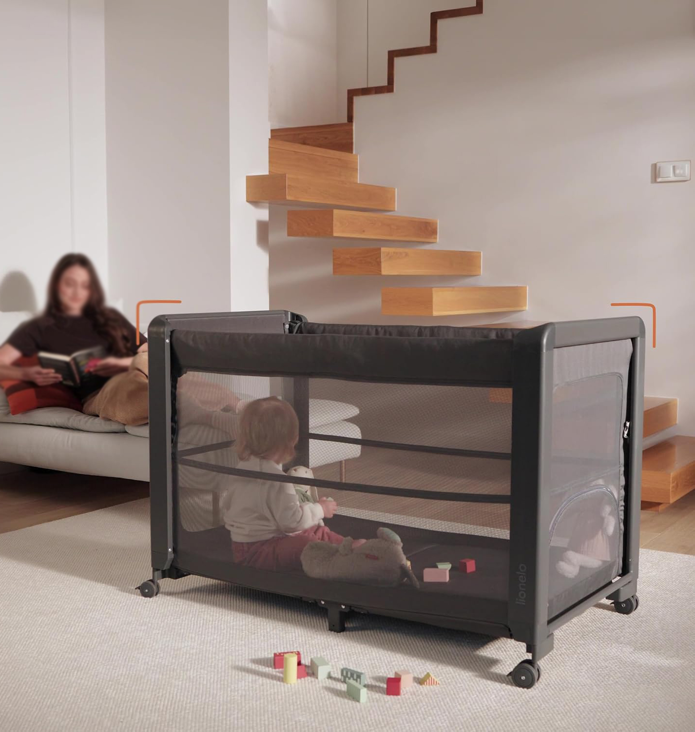 ameribaby 5 in one baby playpen co-sleeper bassinet travel cot sidebed (24)
